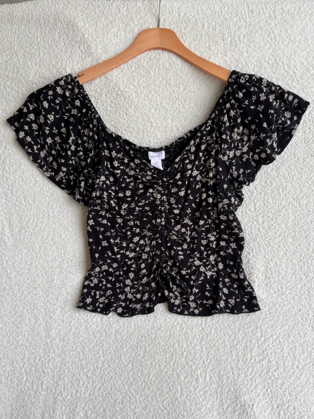 Japna Scrunch Cropped Blouse Floral